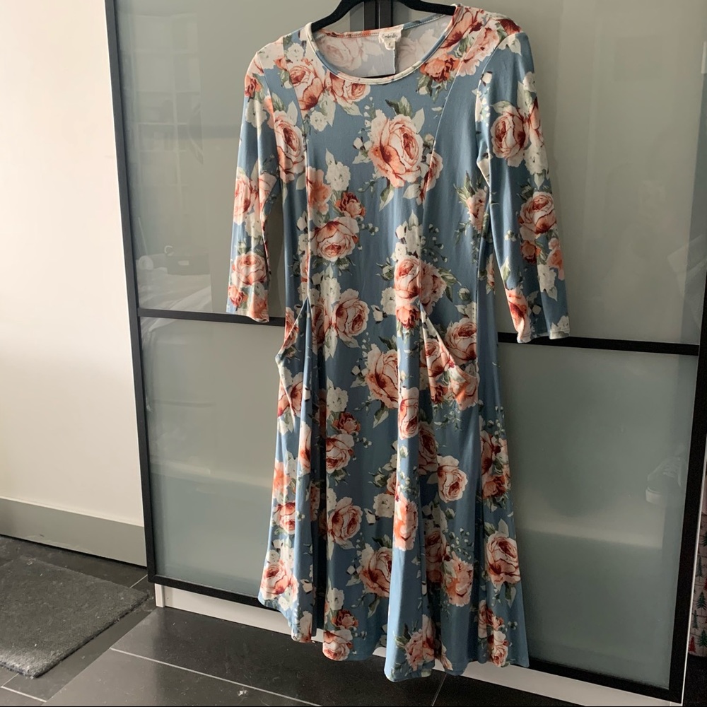Emberley Blue Floral Dress Size S